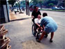 Have to cross big curbs in Thailand