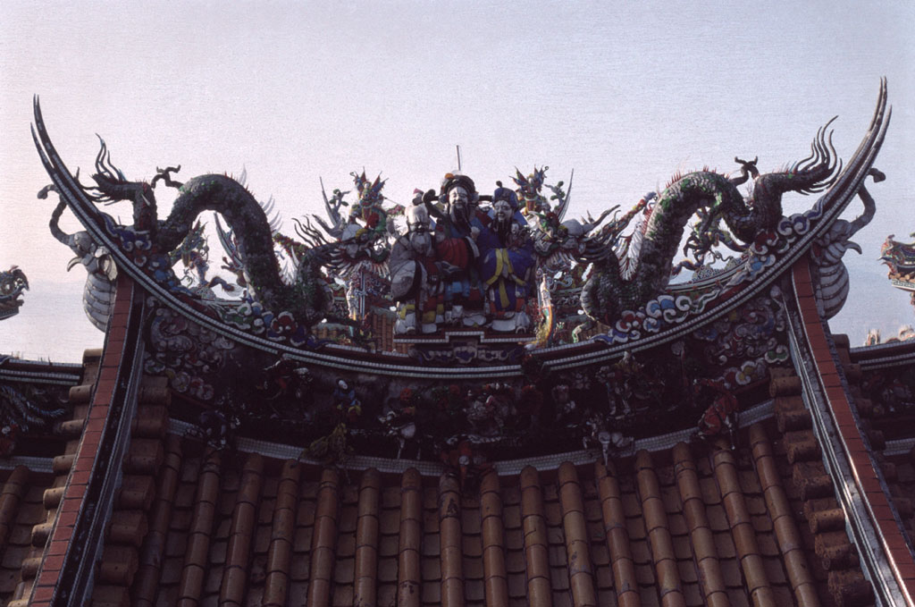 The roof decorations on a monastery outside Taipei